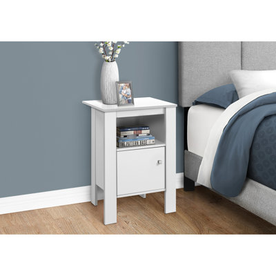 Table d'appoint transitionnelle blanche - avec rangement pour la chambre à coucher, le salon et l'extrémité de la salle familiale avec tablette en stratifié
