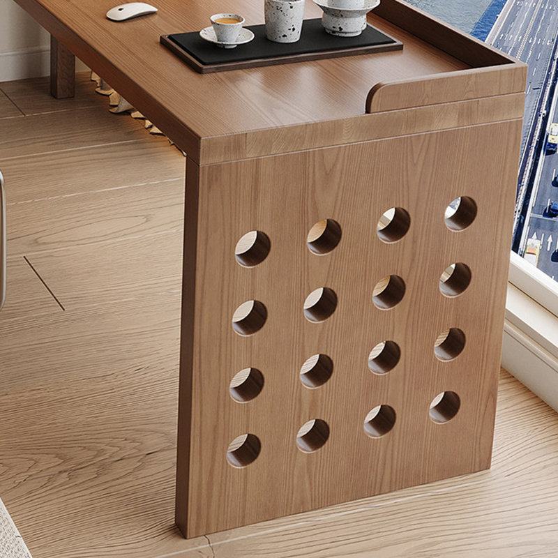 Bureau brun en bois massif en forme de L, 61.02" H x 70.87" W x 47.24" D, Left Hand Return