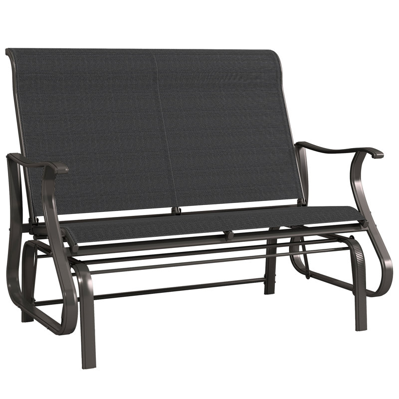 Fauteuil coulissant d'extérieur pour 2 personnes, extérieur, noir