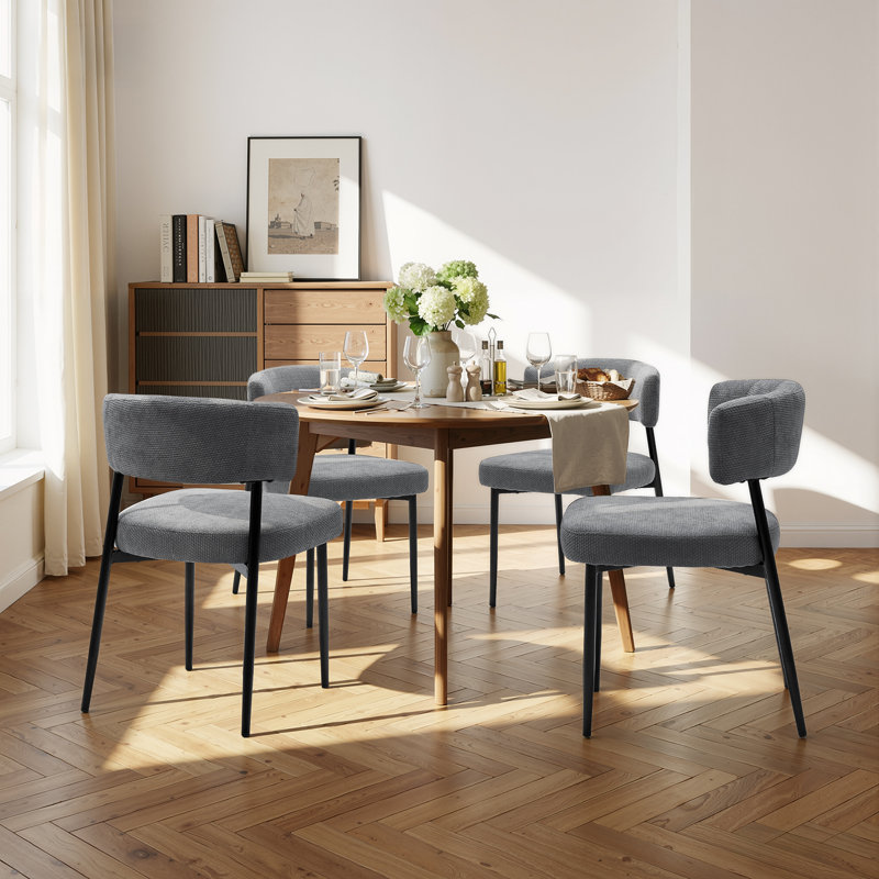 Chaises de salle à manger Ilhan, Tissu gris