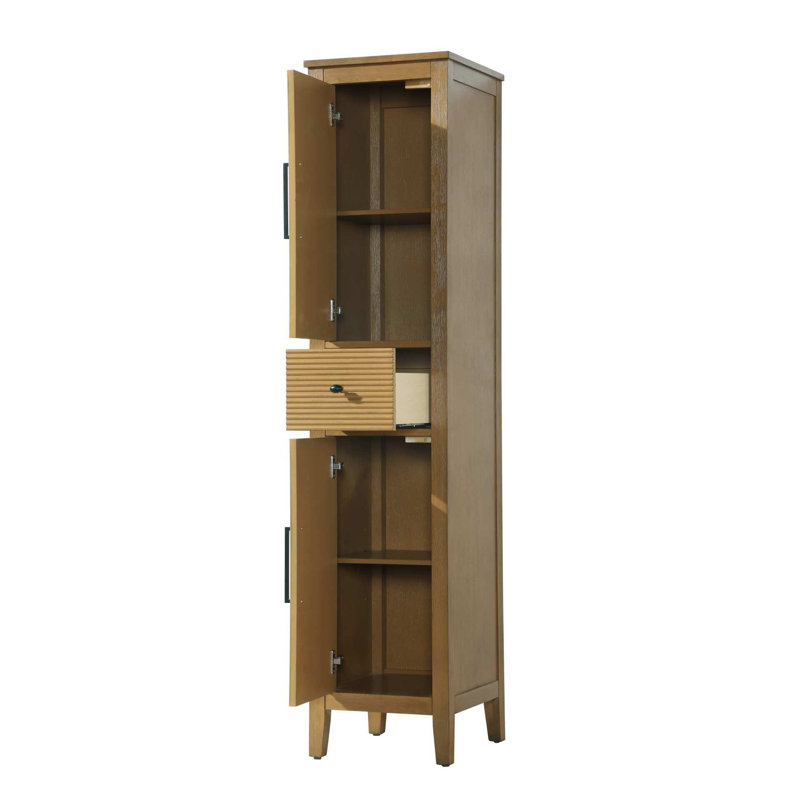 Armoire de rangement pour salle de bain, H 72 po x l 16 po x P 18 po, Miel et teck