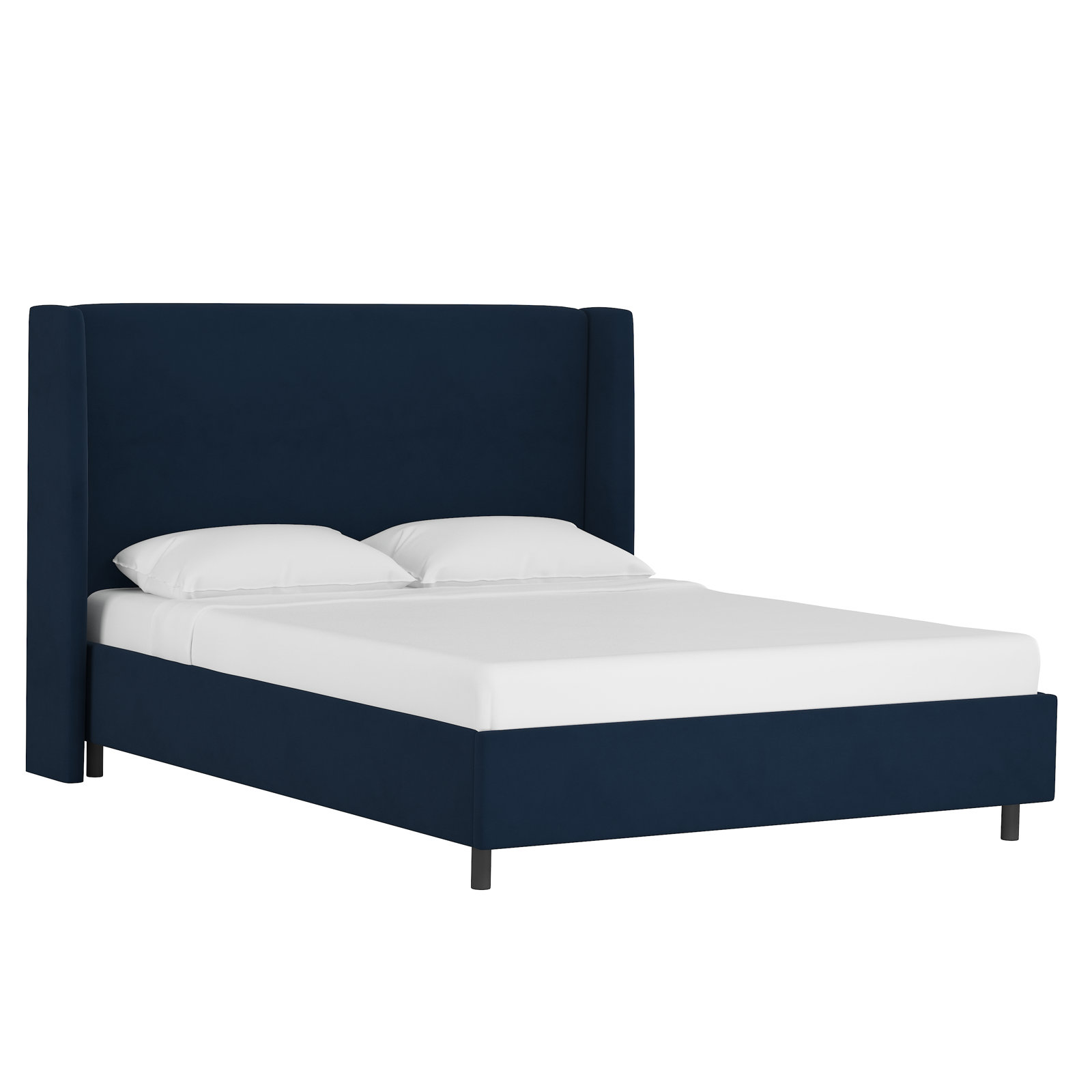 Tilly Linen Upholstered Wingback Bed, California King, Classic Ink Performance Velvet