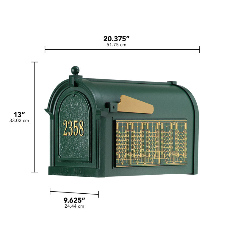 Paquet: boîte aux lettres Frank Lloyd Wright, arbre de vie, boîte aux lettres Capitol # 1 (boîte aux lettres Capitol, porte personnalisée, côtés d'arbre de vie non personnalisés)