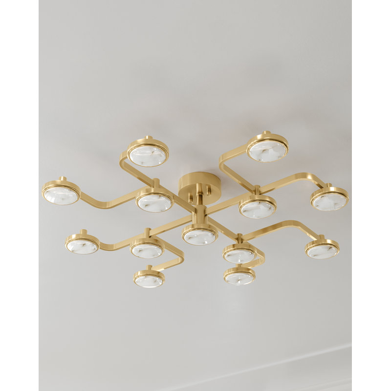 Meander 13 Light LED Chandelier, Aged Brass