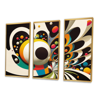 Minimalist Colorful Spheres And Waves II Minimalist Colorful Spheres And Waves II - 3 pièces, impression sur toile