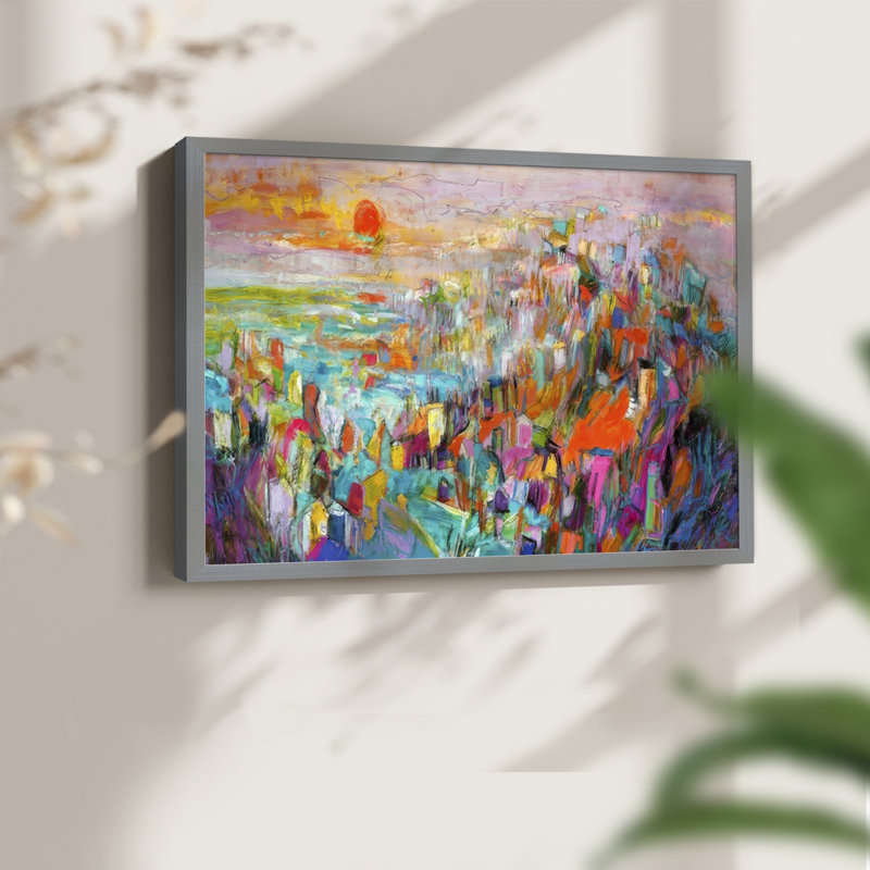 Île au soleil couchant II - reproduction encadrée - réarmable, H 11 po x l 14 po, Gris