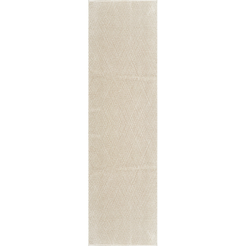 Harper Ivory & Beige Geometric High-Low Modern Rug, Ivory/Beige, 2'0" x 6'0"