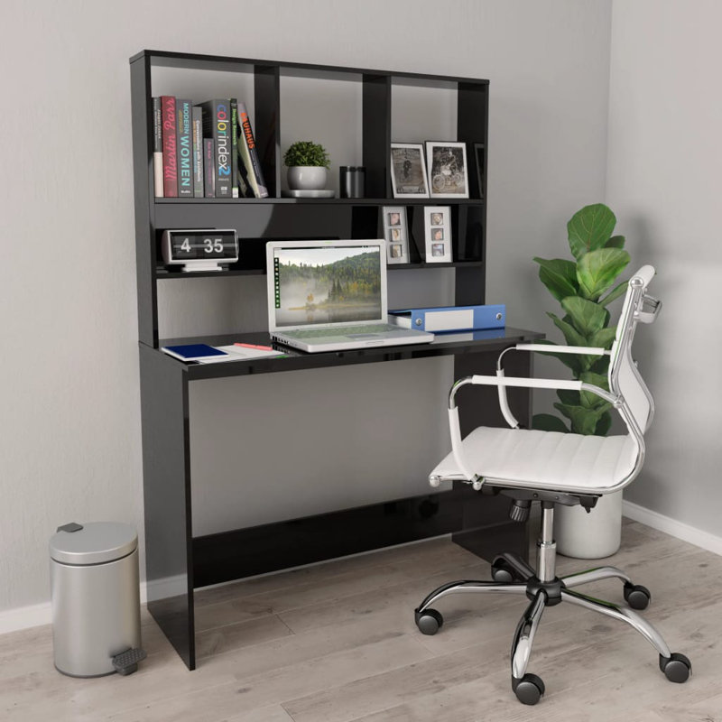 Charlsea Desk Computer Desk Home Office Desk with Bookshelves Engineered Wood, White