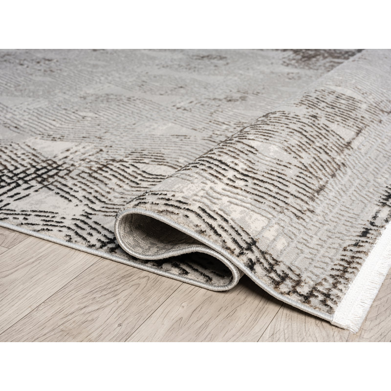Tapis abstrait gris clair Gints Collection, Rectangle 5 pi 3 po x 7 pi 6 po