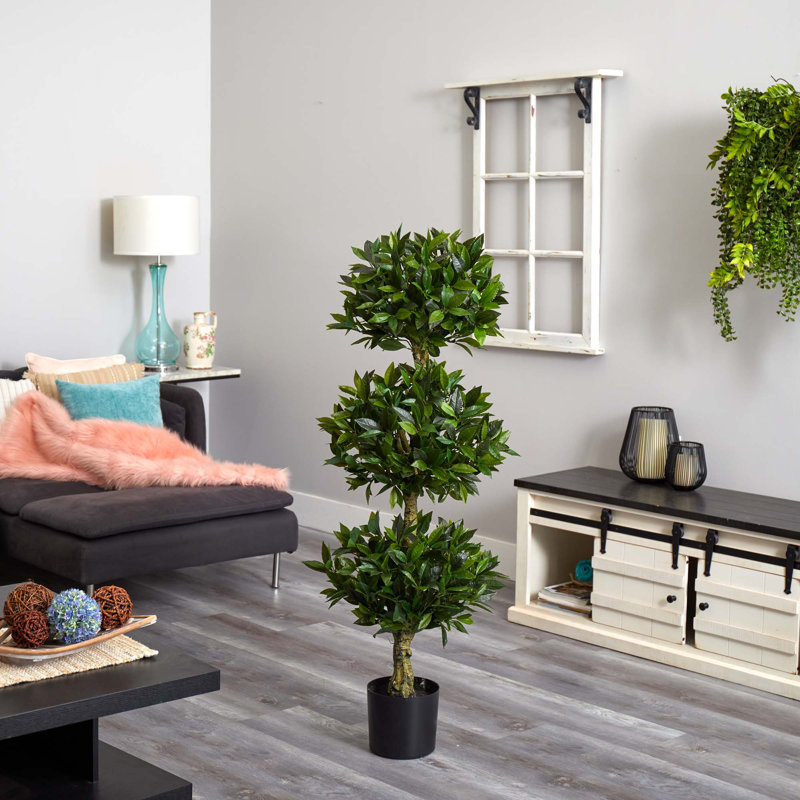 Triple Bay Leaf Topiary Artificial Tree