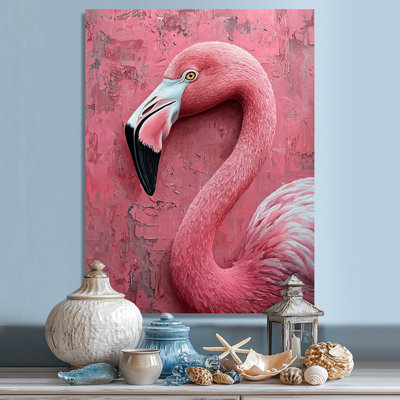 Tropical Flamingo Reflections In Pink Waters III - Flamingo, décoration murale en métal, reproduction d'art moderne en métal