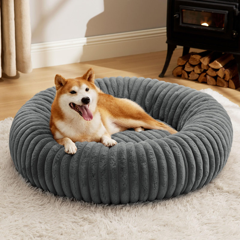 Lit pour chien Bedsut Donut, L (H 8 po x l 36 po x P 36 po), Crème de fraise