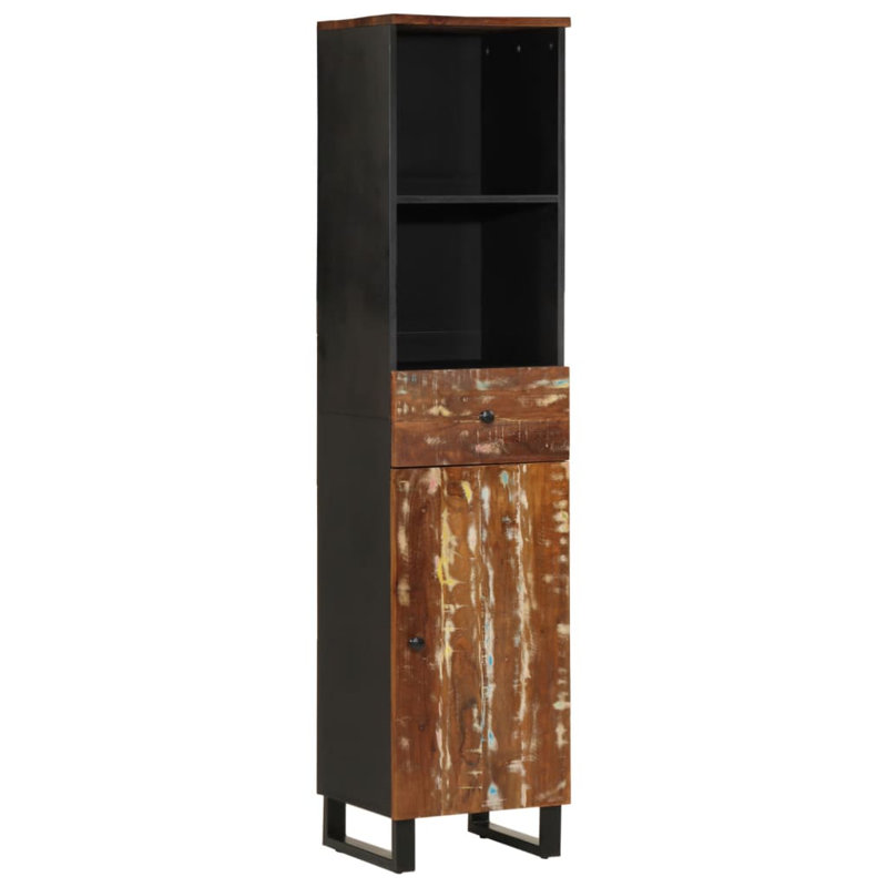 Armoire de salle de bain en bois de manguier massif vidaXL, Brun/vert