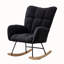 Fauteuil berçant à oreilles en tissu Teddy avec poche de rangement latérale, chaise berçante d'allaitement douce et confortable, base en bois massif robuste et sécuritaire, chaise d'appoint polyvalente pour chambre de bébé et salon, brun-1686319661