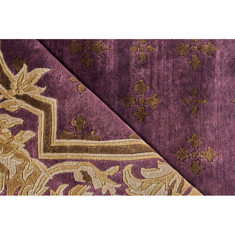 Hand-Knotted Red and Gold Wool 9' x 12' Area Rug