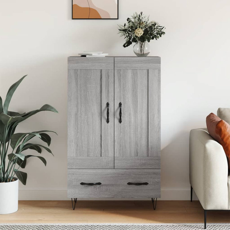 Friscia Highboard 69.5 x 31 x 115 cm Engineered Wood, Grey Sonoma