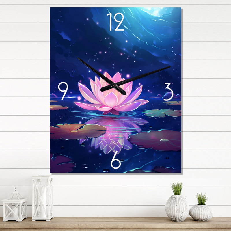 Horloge murale Lotus Divine Resilience I - Floral Lotus, H 32 po x l 16 po