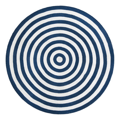 Kozan Geometric Handmade Flatweave Recycled P.E.T. Indoor / Outdoor Area Rug in Navy/White