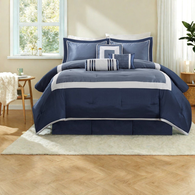 Ensembles de literie élégants bleu marine, collection d'édredon en polyester pour la maison