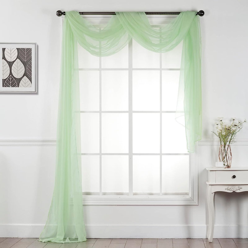 Giannoula Sheer Window Scarf Single Panel, 37" W X 216" L, Taupe