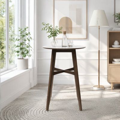 Table de bar ronde moderne – Table de bar de 42 pouces de hauteur avec pieds fuselés