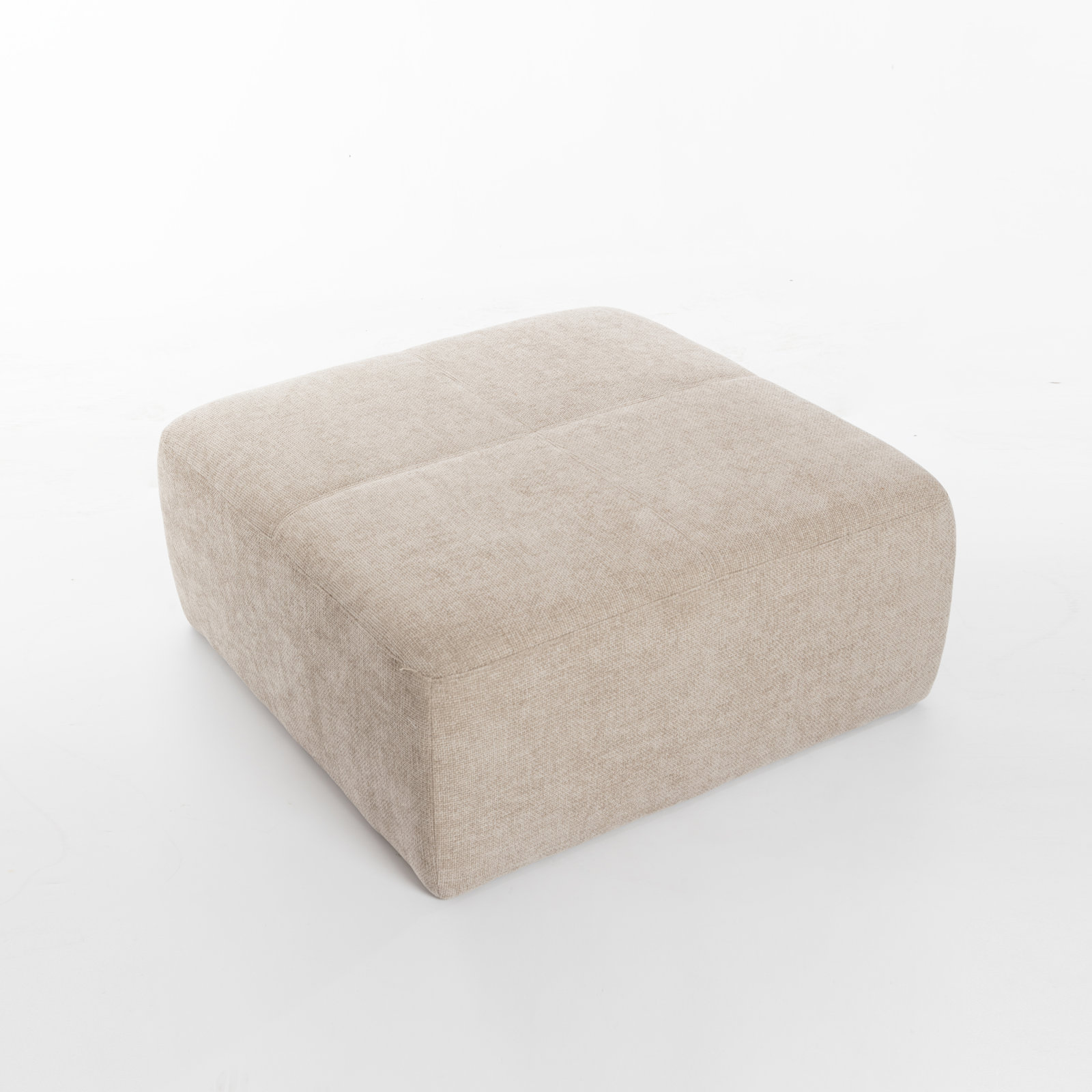 Hartwell 34'' Square Upholstered Ottoman, Oat Linen-Blend