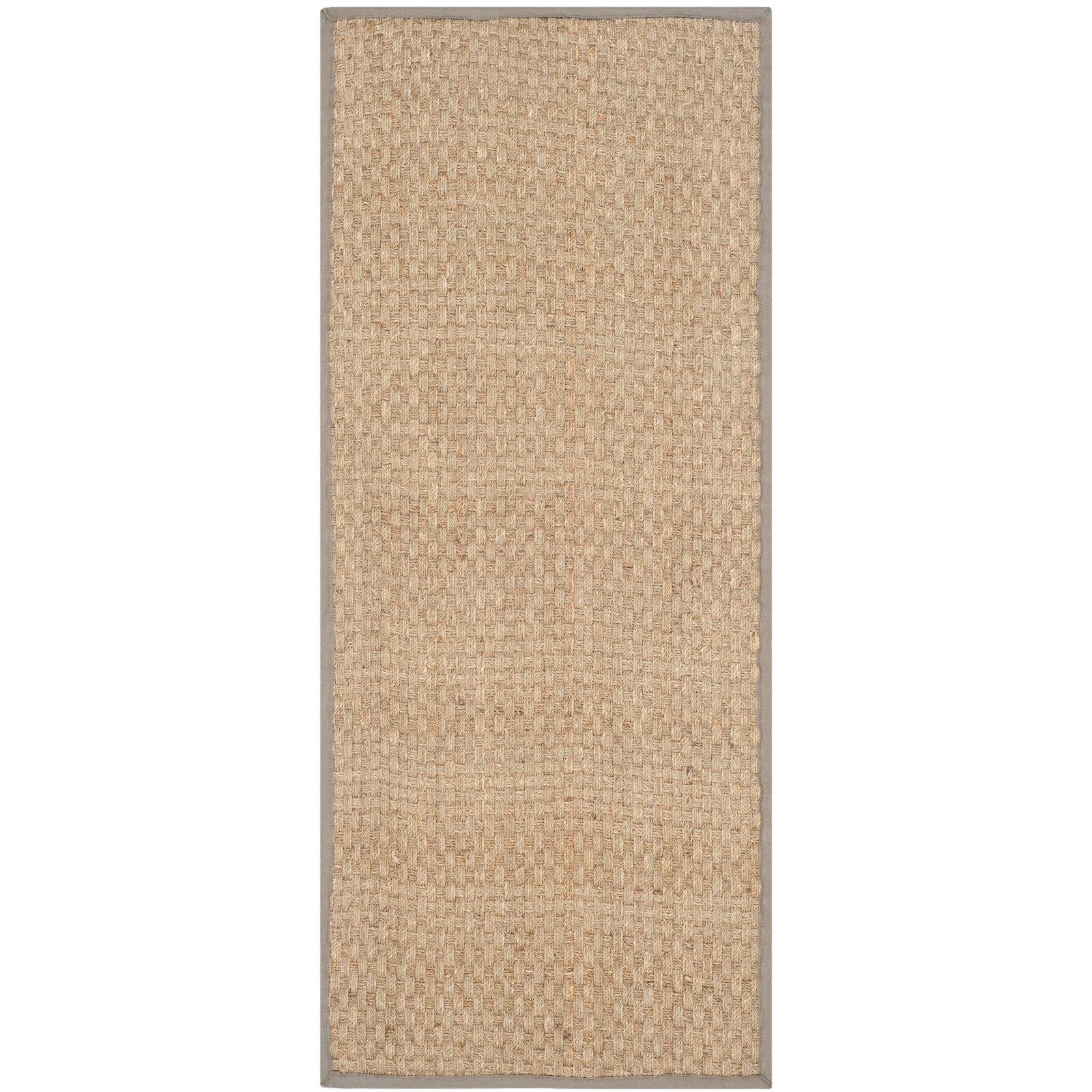 Auckland Bamboo Slat/Seagrass Natural/Gray Area Rug, Runner 2'6" x 6'