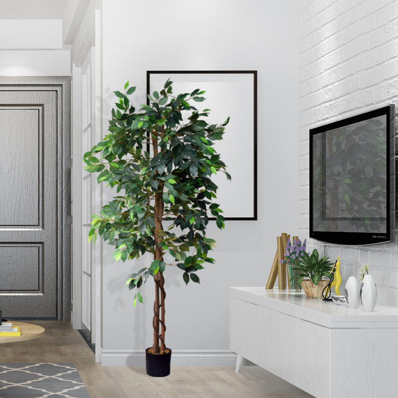 Faux ficus en pot, H 72,8 po x l 25 po x P 25 po