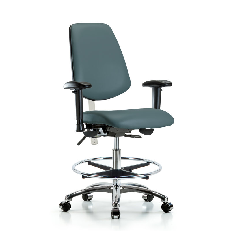Chaise de dessinateur Josiah, Roulettes, Bleu colonial, Non inclus