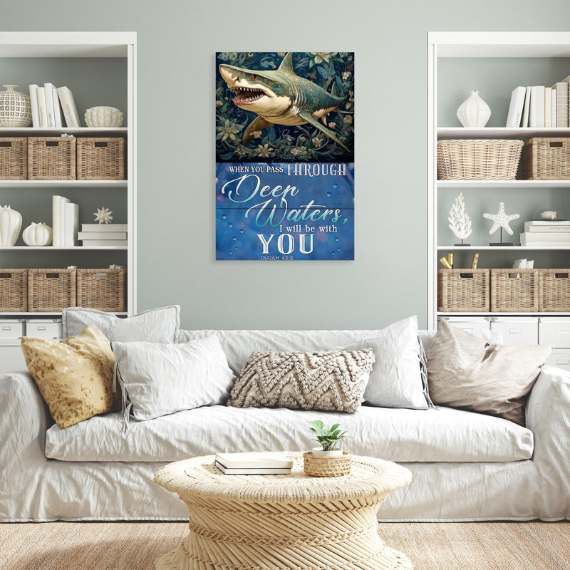 Shark I Will Be With You - 1 pièce, reproduction d'art graphique sur toile tendue, H 20 po x l 16 po x P 1,25 po