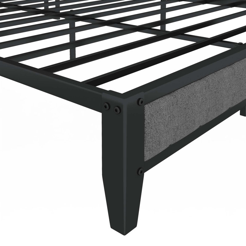 Base de lit plateforme en métal avec station de charge, Complète, Gris foncé