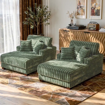 Canapé-lit rembourré en fausse fourrure vert avec porte-gobelet et coussins décoratifs (ensemble de 2)