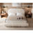 Modern upholstered storage bed in cream boucle fabric with lift-up storage and curved headboard-1094317123