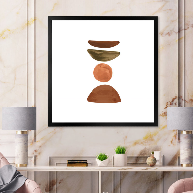 Minimal demi-lune et orange pleine lune - Impression sur toile, H 36 po x l 36 po x P 1 po, Cadre photo noir