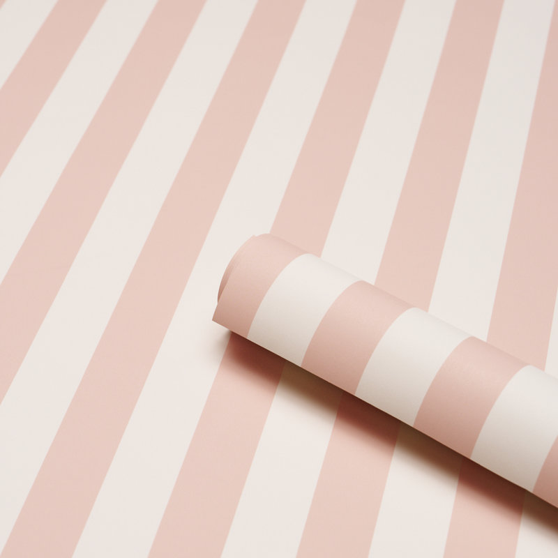 Emma Striped Wallpaper Roll, Blush