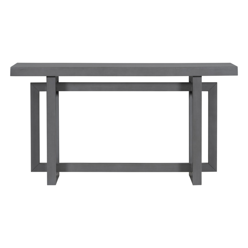U_STYLE 59.1'' Painted Entryway Table With Pine Veneer,Unique Triple Rectangle Design Console Table With Thick Pine Wood Legs,Extra Long Sofa Table Versatile For Hallway, Living Room,Kitchen