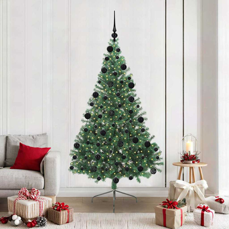  Artificial Pre-lit Christmas Tree PVC, Green/Black, 6.89' H