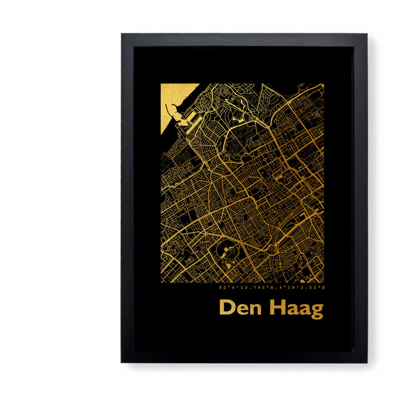 The Hague Map - Single Picture Frame Print, 42.5cm H x 32.5cm W x 3.5cm D