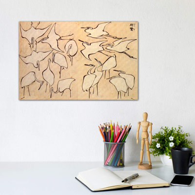 Cranes by Katsushika Hokusai - Wrapped Canvas Painting
