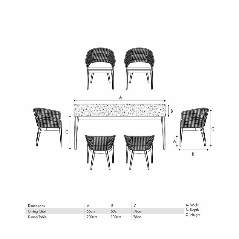 Geraldo Rectangular 6 - Person 200cm Long Dining Set