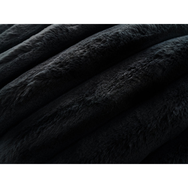 Repose-pieds intérieur en fausse fourrure Magnusse, Black