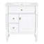 Meuble-lavabo de 30 po avec lavabo, armoire de salle de bain autoportante blanche avec tiroir rabattable et tablette réglable, structure en bois d'hévéa massif, panneaux de fibres à densité moyenne et poignées en métal-499378163-499378164