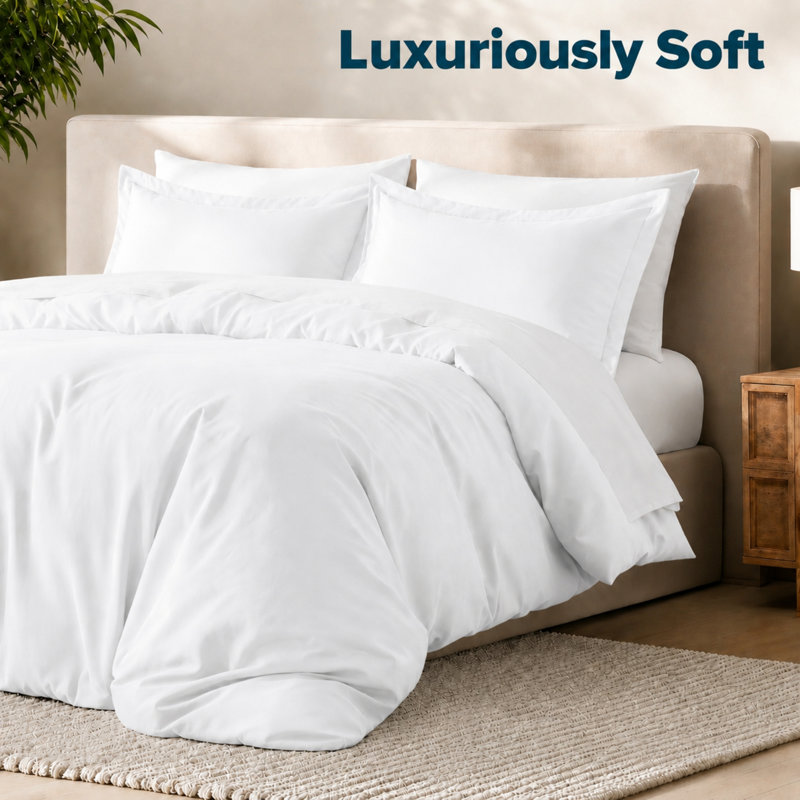 Ensemble de housse de couette en microfibre Modern - Basics by Wayfair ™, Blanc