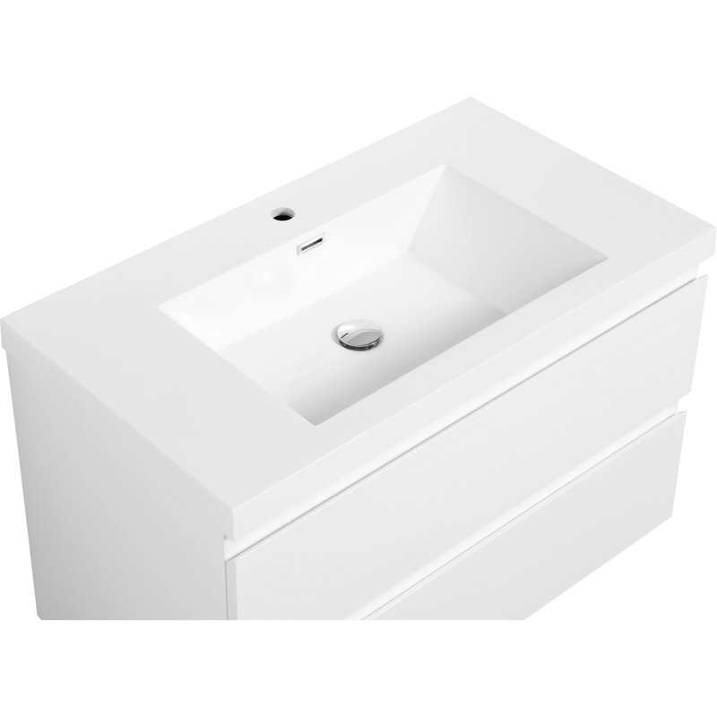 Meuble-lavabo flottant 36 po avec résine d'évier et tiroir