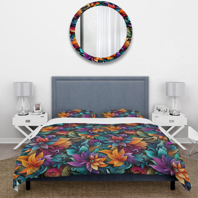Ensemble de housse de couette Vibrant Mandala, Housse de couette simple + 1 taie décorative stan