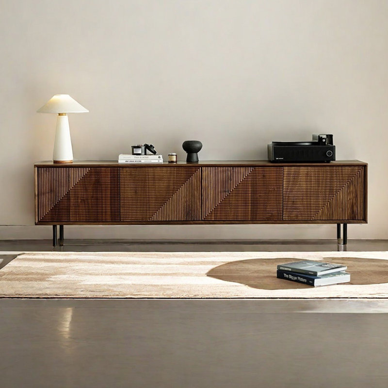 Black walnut solid wood TV cabinet, 70.86"