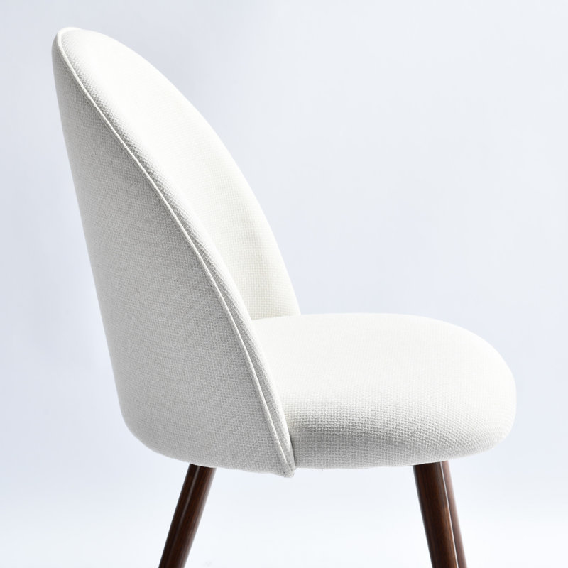 Upholstered Accent Chairs with Curved Backrest and Sturdy Metal Leg Living Room Side Chairs, Cream  Polyester