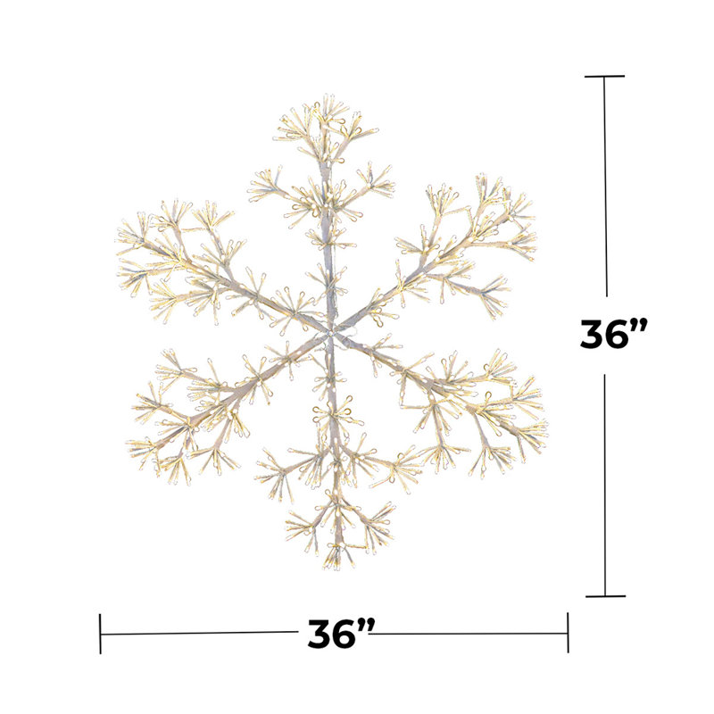 36" Warm White Sparkler Snowflake 660 LED Lighted Window Décor