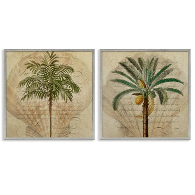 Subdued Tropical Palms 2pc Framed Giclee Set, design by Steve Hunziker