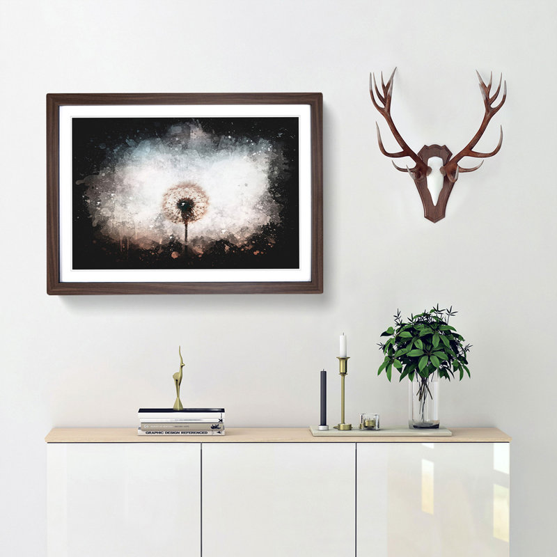 Dandelion Paint Splash - Framed Print, Walnut Framed, 62cm H x 87cm W x 2cm D